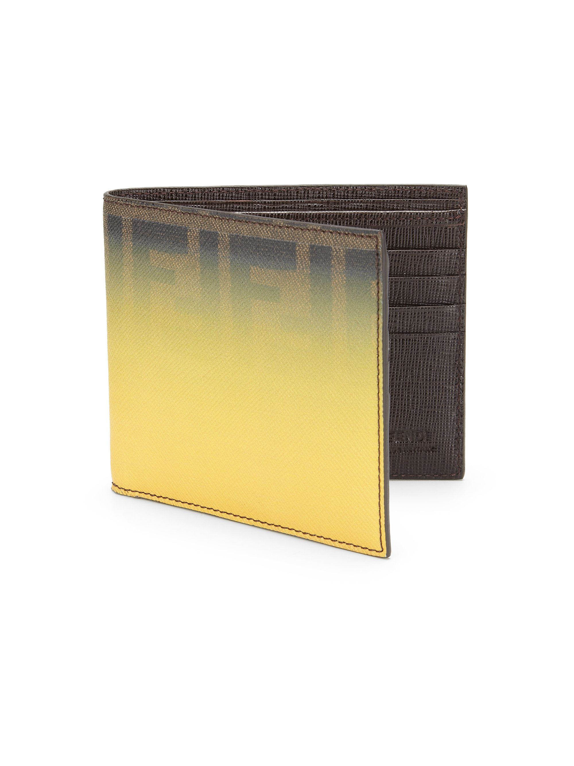 Lyst Fendi Leather Wallet in Yellow for Men
