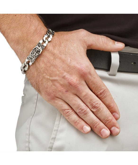 Lyst Palmbeach Jewelry Men S Curb Link Bracelet In Stainless Steel Gallery