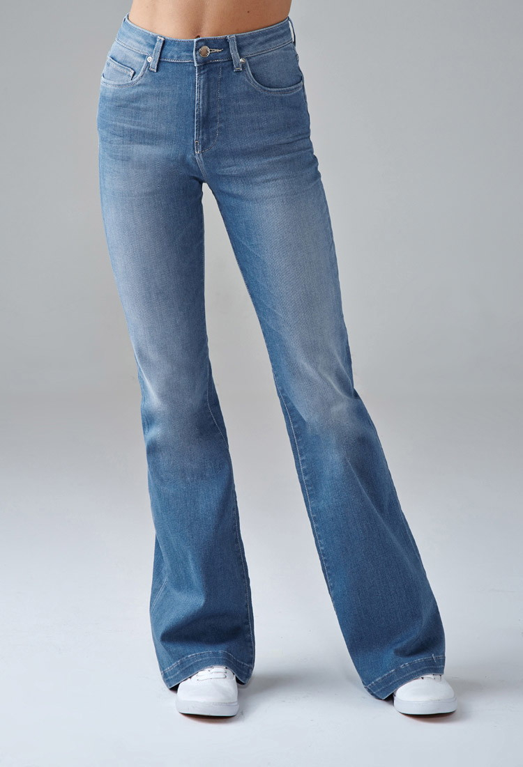 Lyst - Forever 21 High-waisted Wide-leg Jeans in Blue
