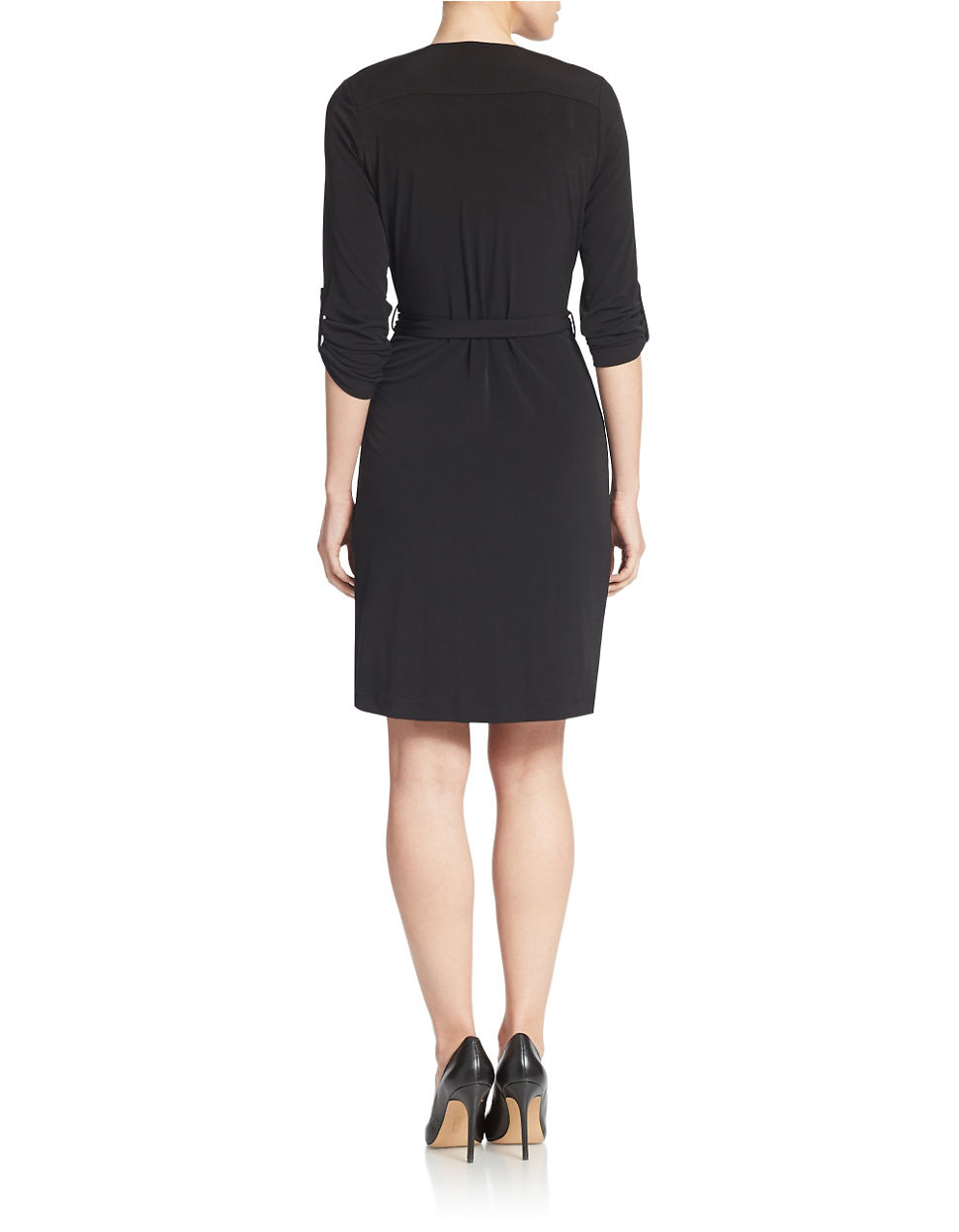 Calvin klein Grommet Accent Wrap Dress in Black Lyst