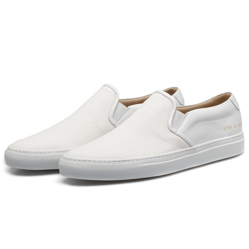 Common Projects White Slip-On Canvas & Leather Sneakers in White for ...