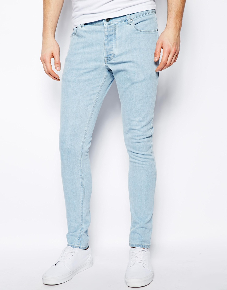 Lyst Asos Super Skinny Jeans In Bleach Wash In Blue For Men 2845