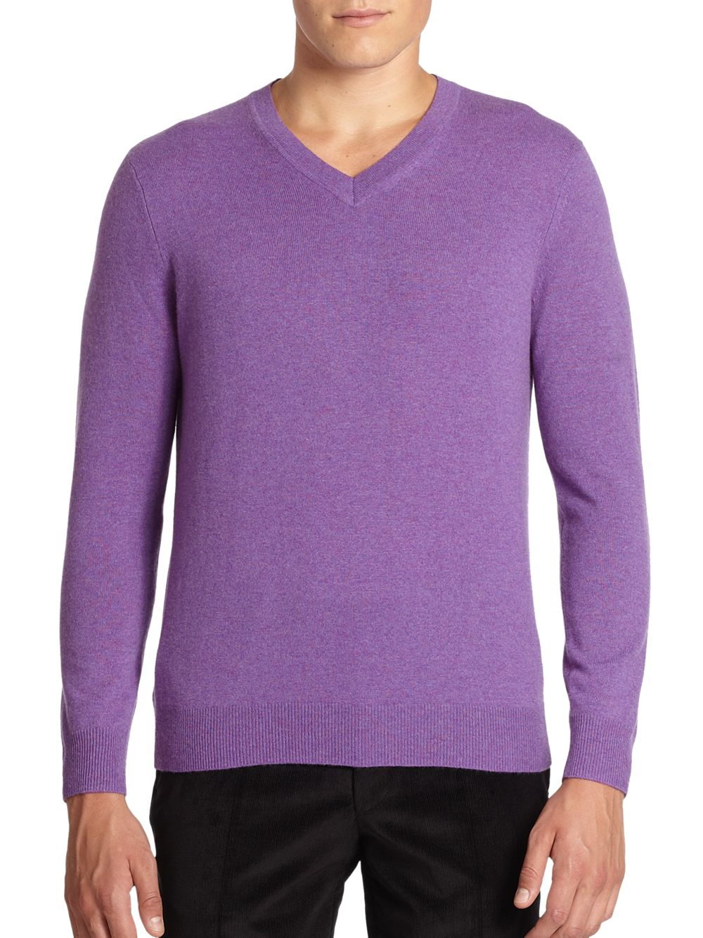 Lyst - Saks Fifth Avenue Cashmere V-neck Sweater in Purple for Men