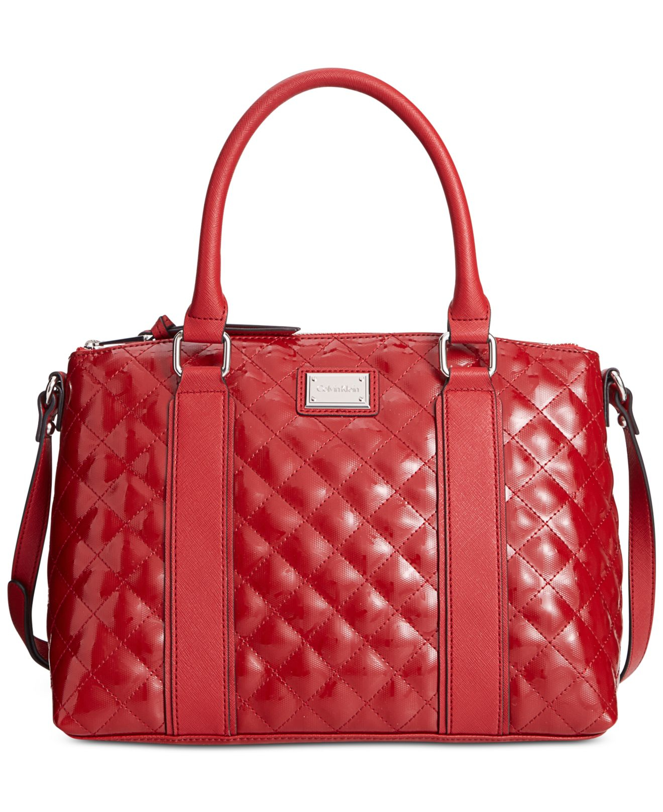 Lyst - Calvin Klein Textured Logo Embossed Quilted Satchel in Red