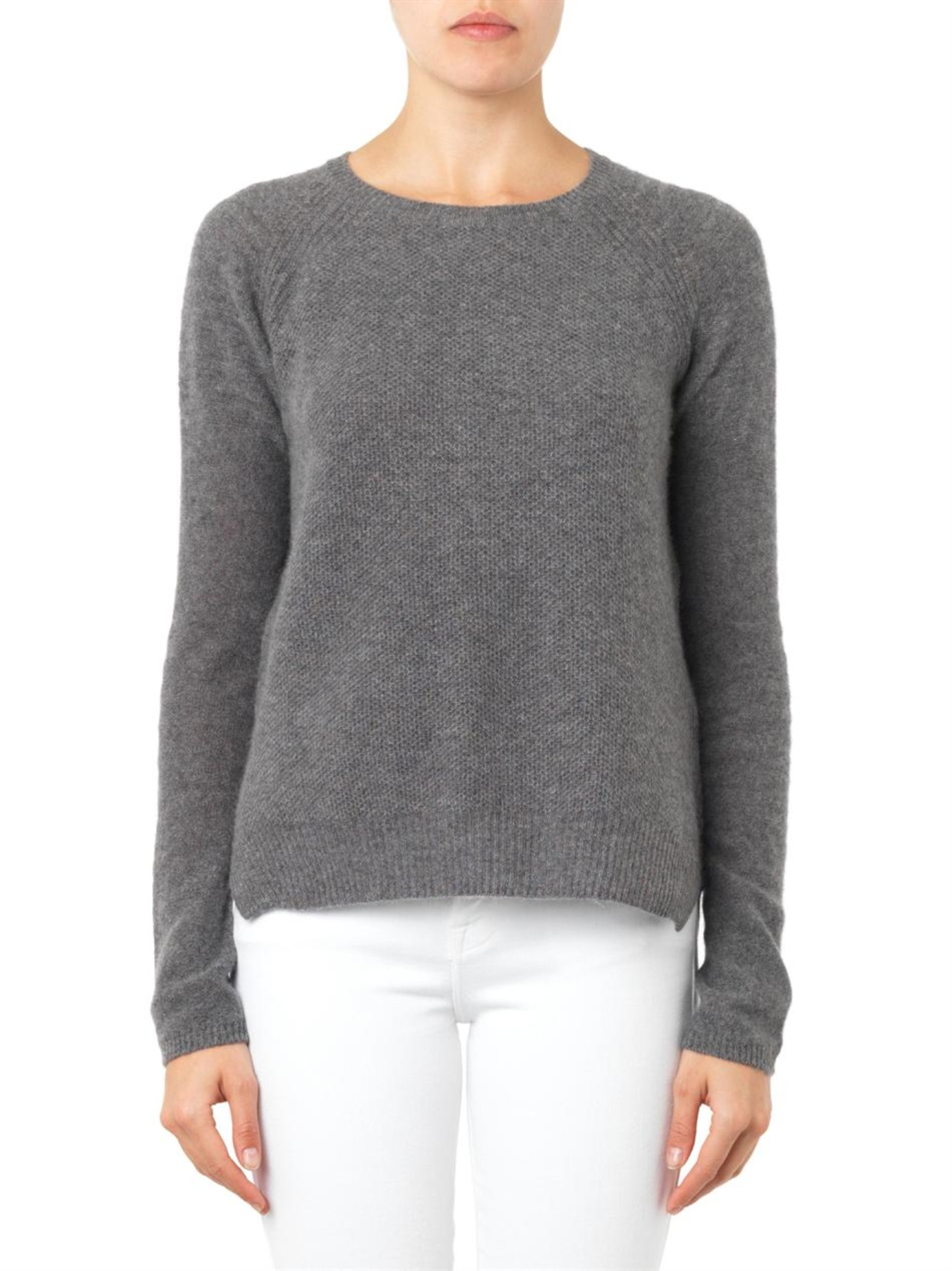 Lyst Velvet By Graham & Spencer Alba WaffleKnit Cashmere Sweater in Gray