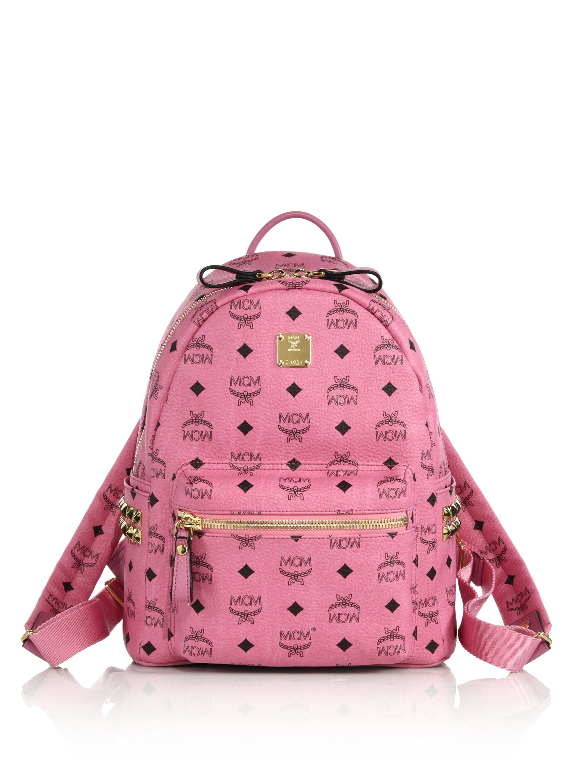 Mcm Stark Small Side Stud Coated Canvas Backpack in Pink | Lyst