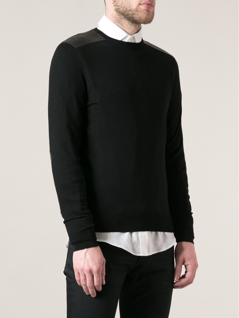 Lyst - Ralph lauren black label Shoulder Pads Sweater in Black for Men