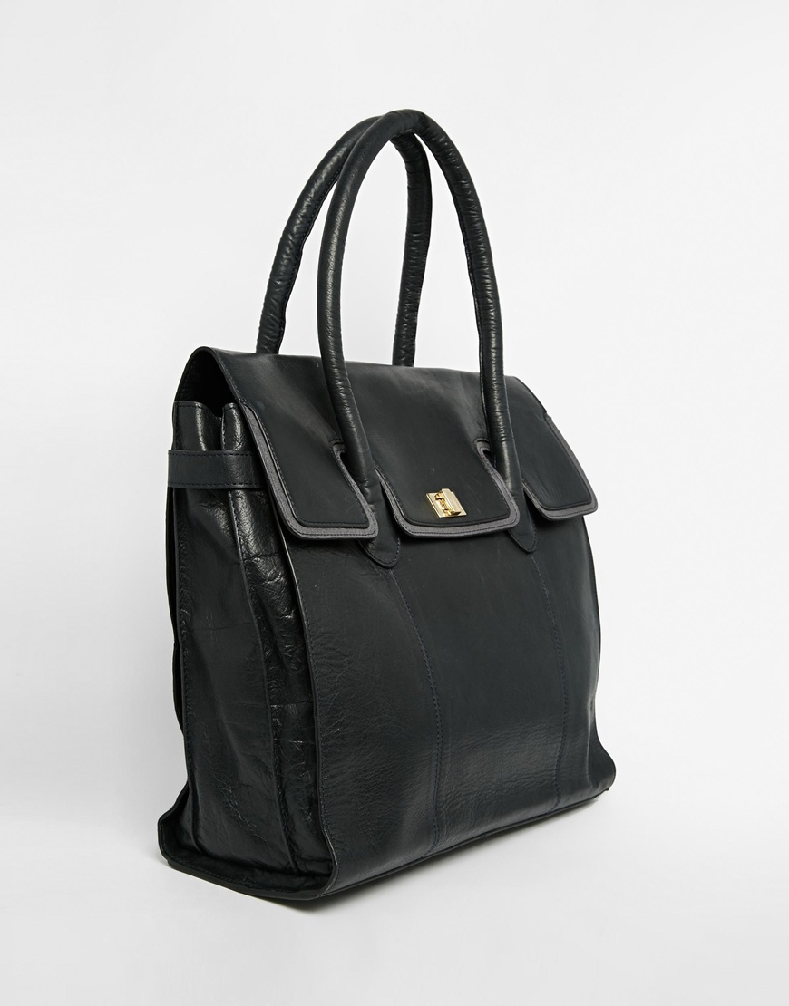 Urbancode Work Tote Bag With Contrast Flap Over Detail in Black | Lyst