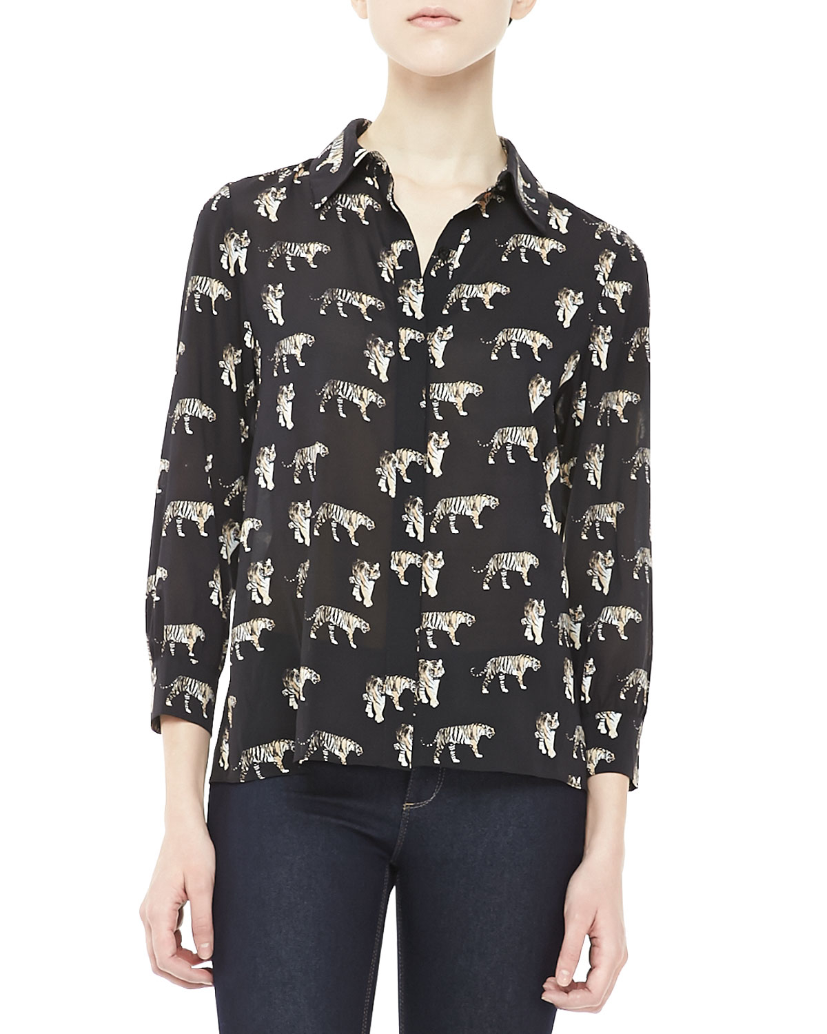 Alice + Olivia Willa Tigerprint Blouse in Animal (tiger) Lyst