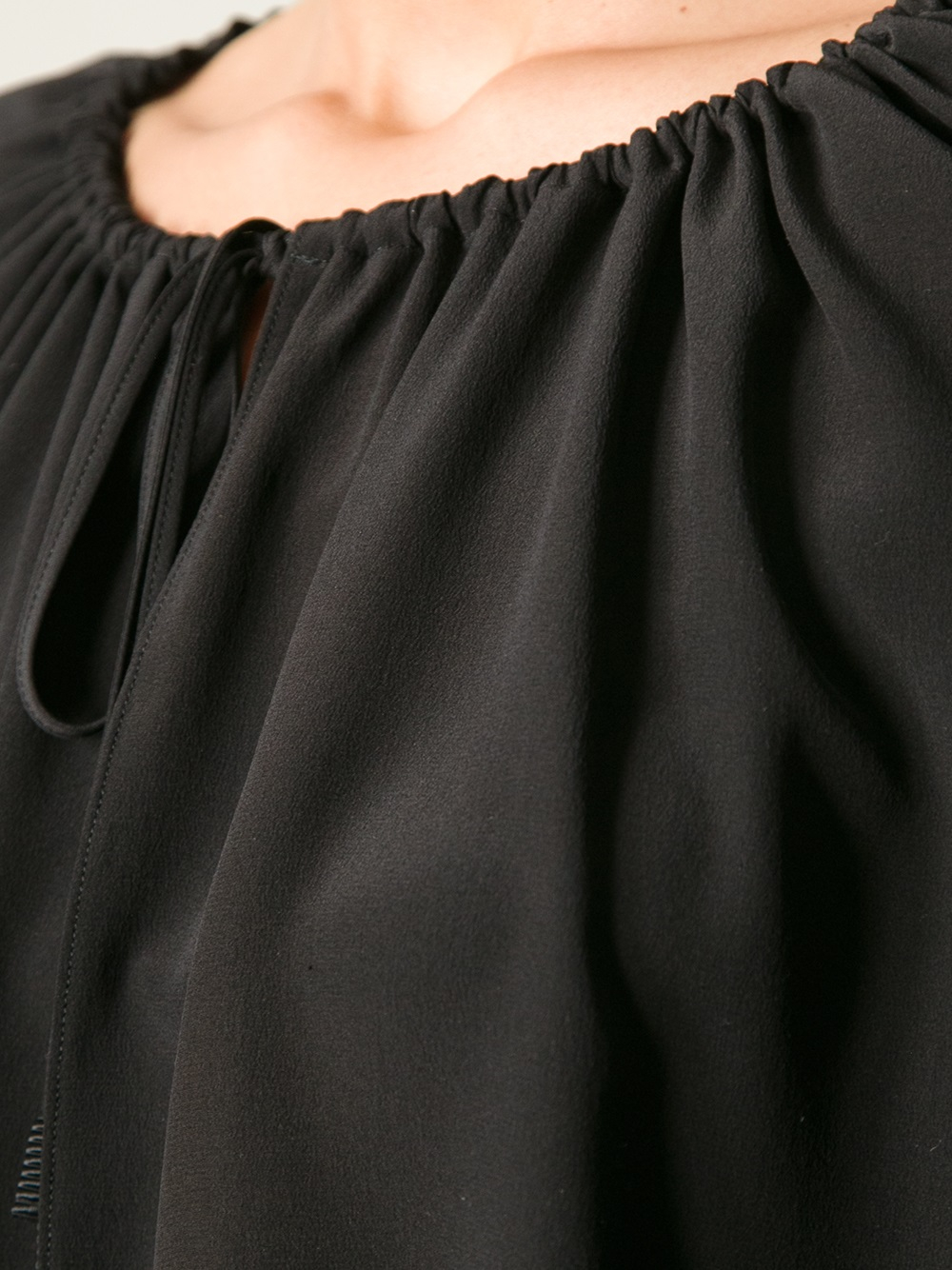 Lyst Saint Laurent Drawstring Neckline Blouse in Black