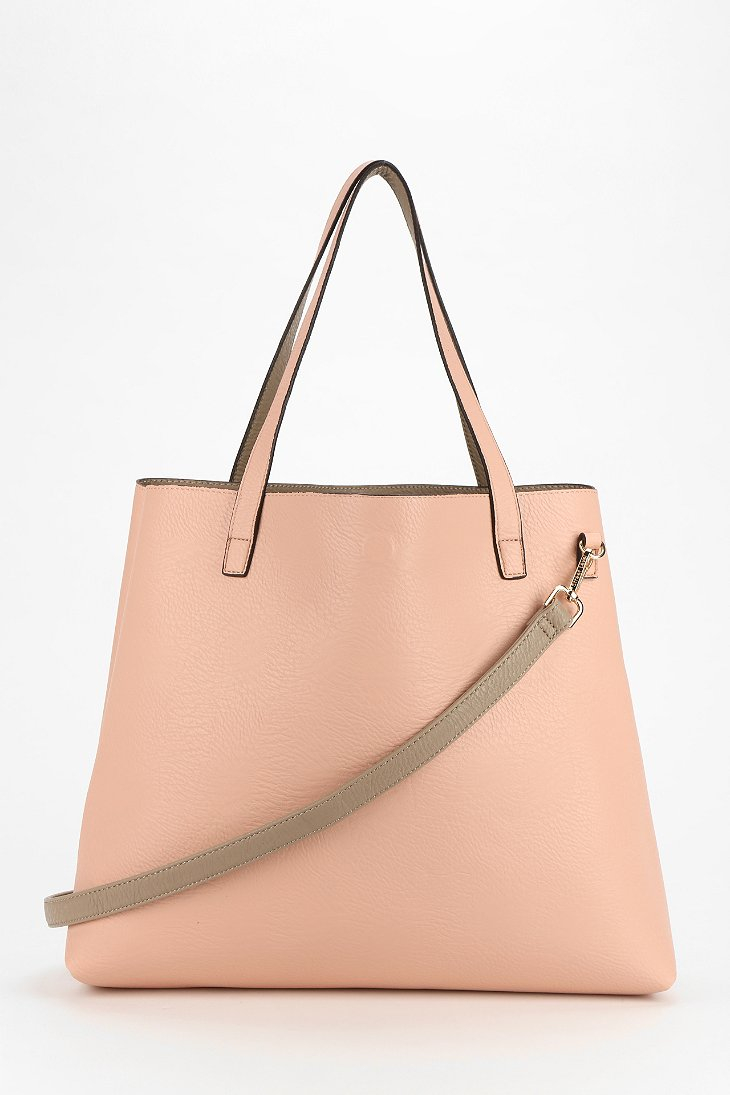 pink faux leather tote