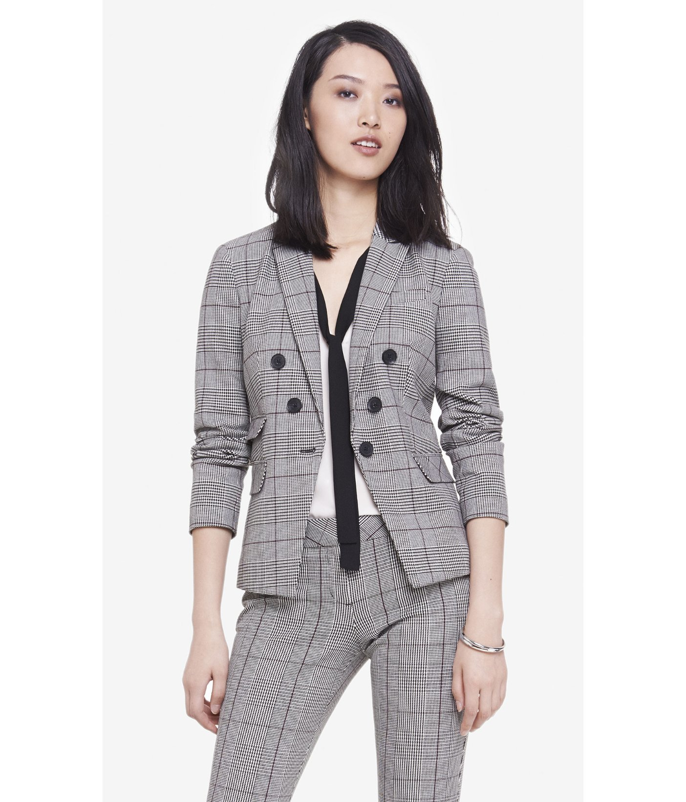 Lyst - Express Glen Plaid Faux Double Breasted Blazer in Gray