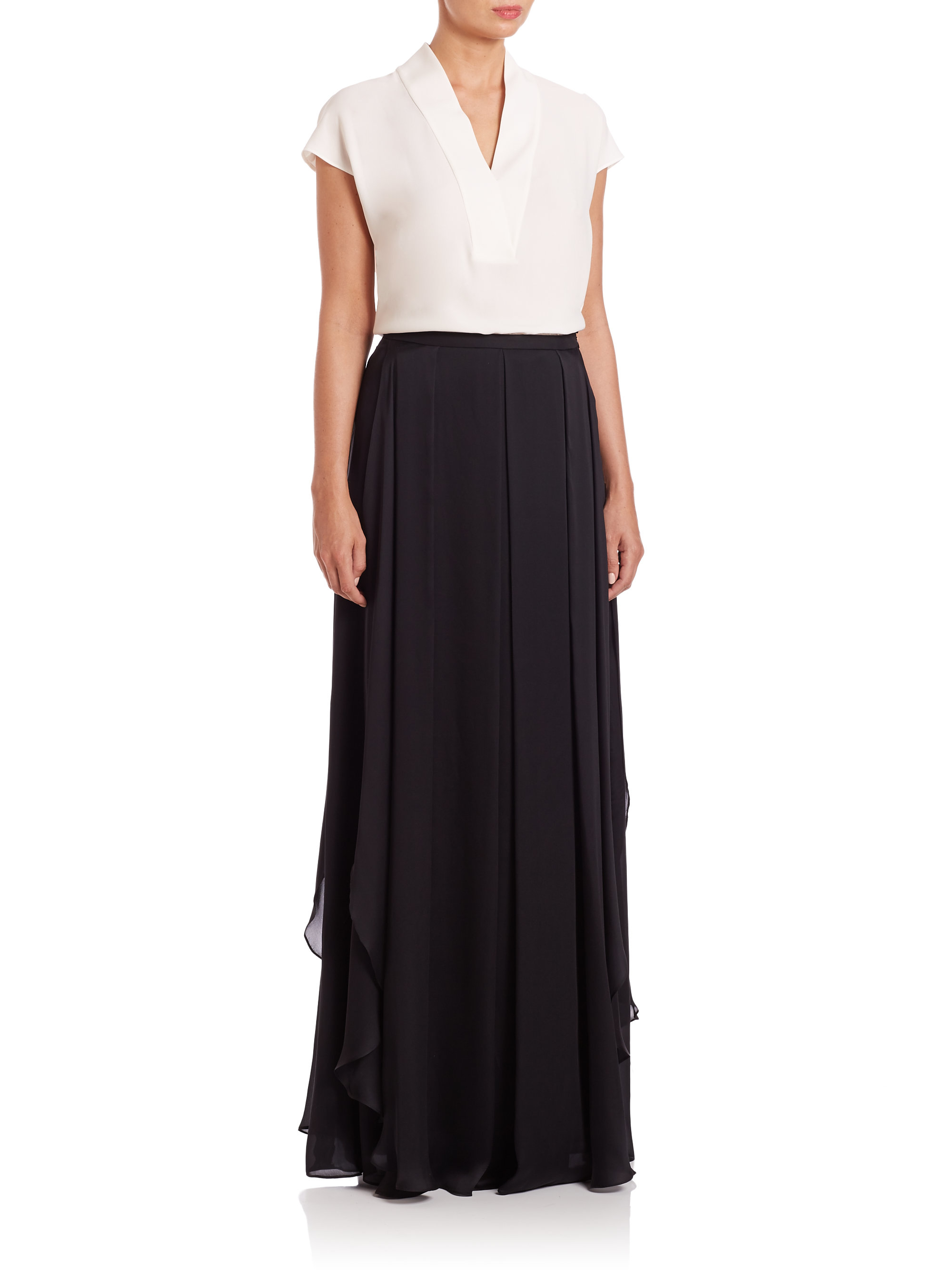 ESCADA Ruffled Silk Chiffon Maxi Skirt in Black - Lyst