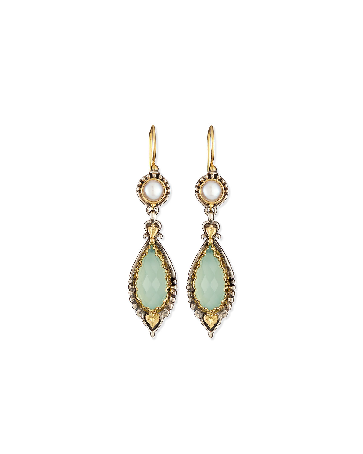 Lyst Konstantino Sea Blue Agate Pearl Drop Earrings In Green Gallery