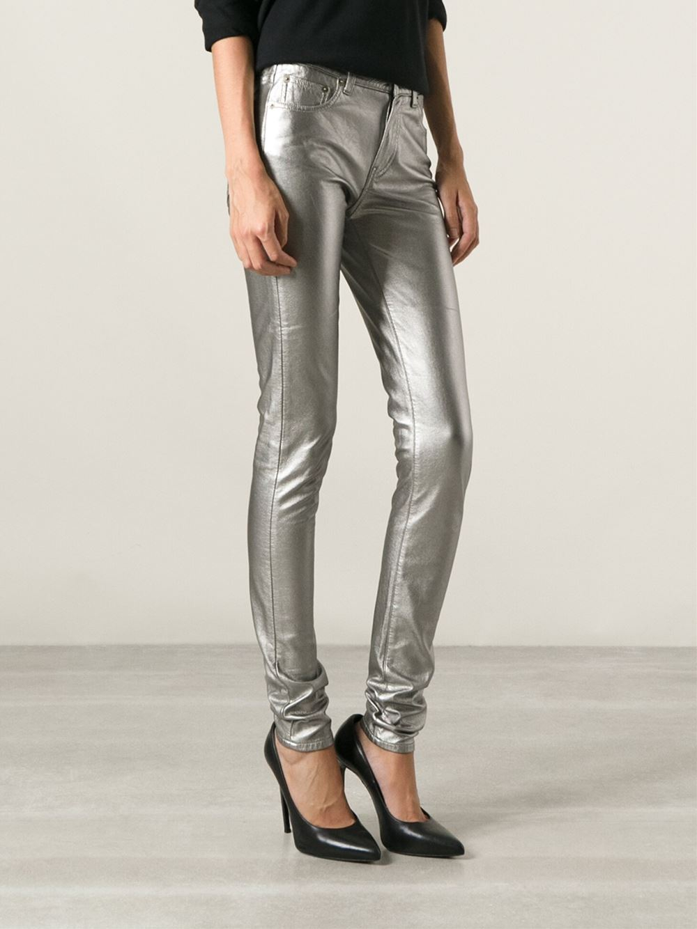 rose gold metallic jeans