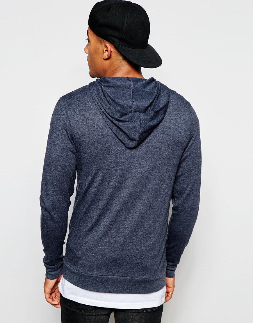 Download Lyst - Asos Light Weight Jersey Muscle Zip-up Hoodie In ...