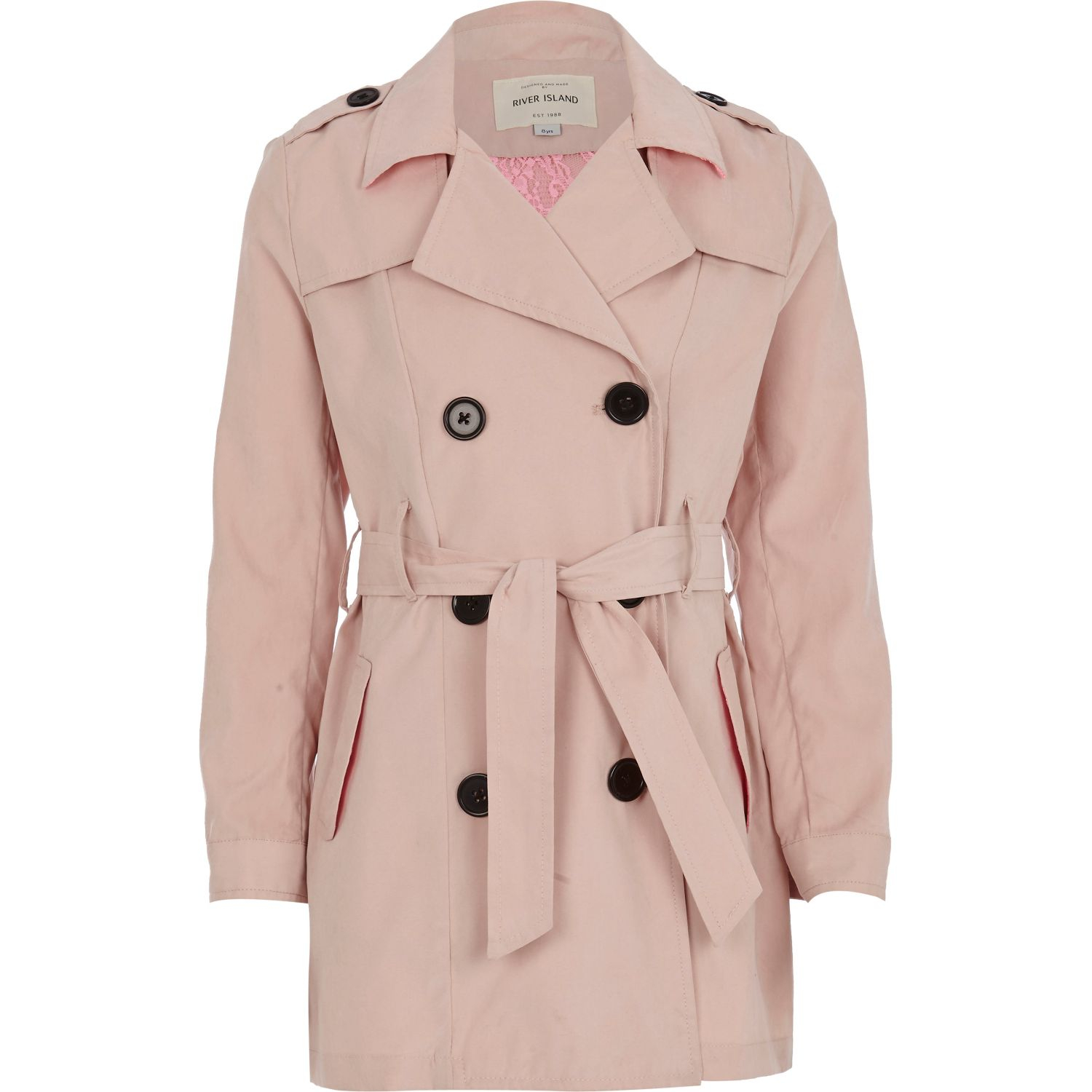 River Island Girls Pink Trench Coat in Pink | Lyst