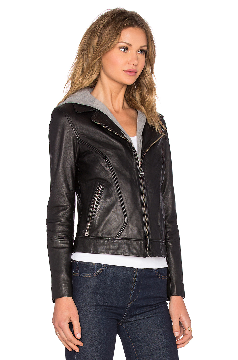 Lyst Doma Leather  Black Hooded Leather Jacket  in Black