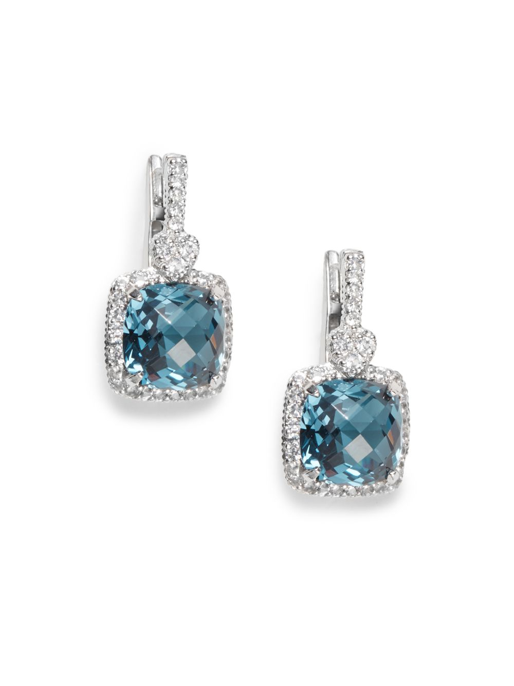 Judith Ripka White Sapphire London Blue Spinel Sterling Silver Earrings ...
