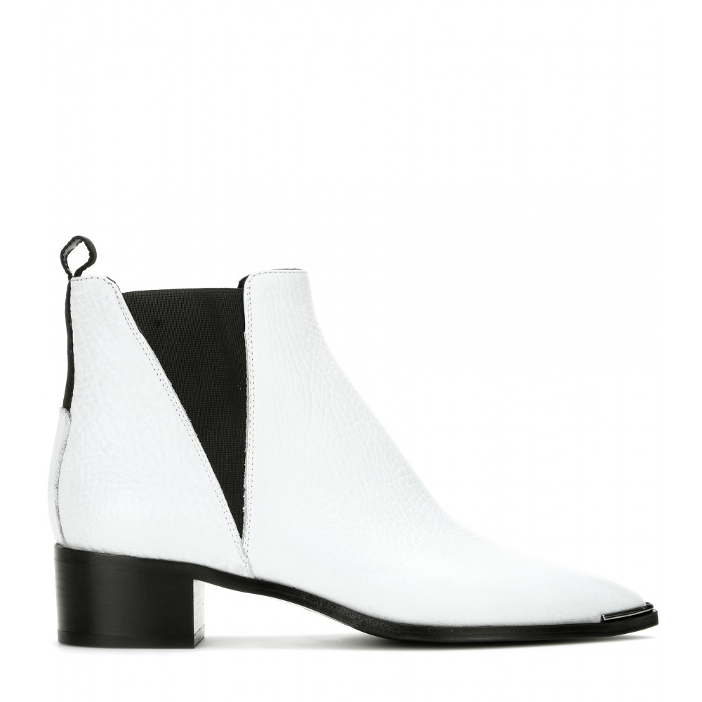 Acne studios Jensen Leather Ankle Boots in White | Lyst
