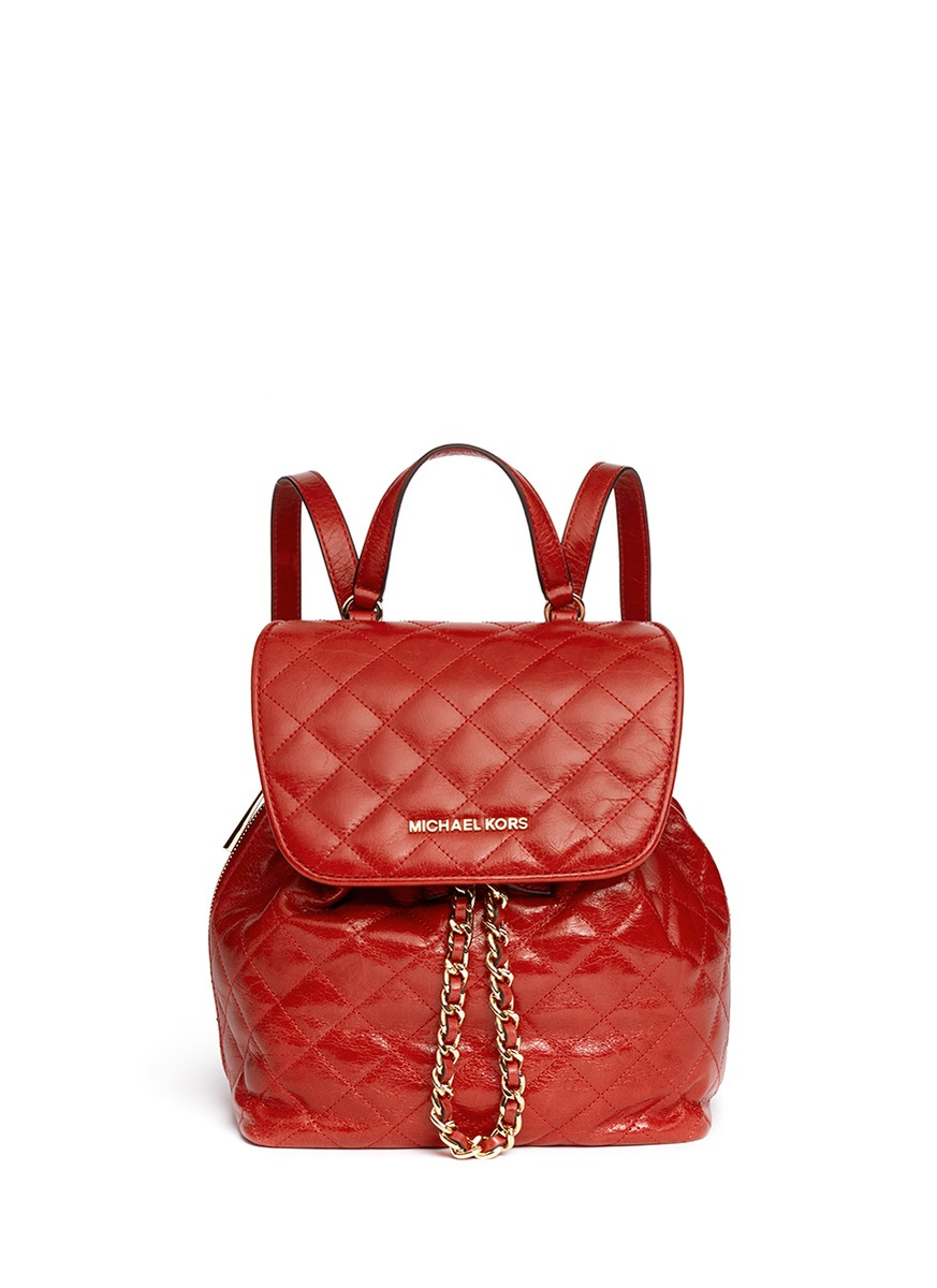 Lyst - Michael Kors 'susannah' Quilted Leather Backpack in Red
