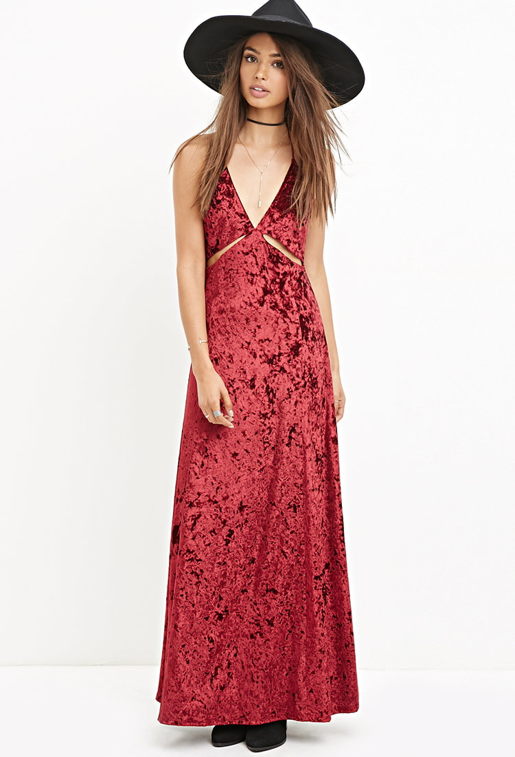 forever 21 burgundy crushed velvet maxi dress purple product 2 620146041 normal