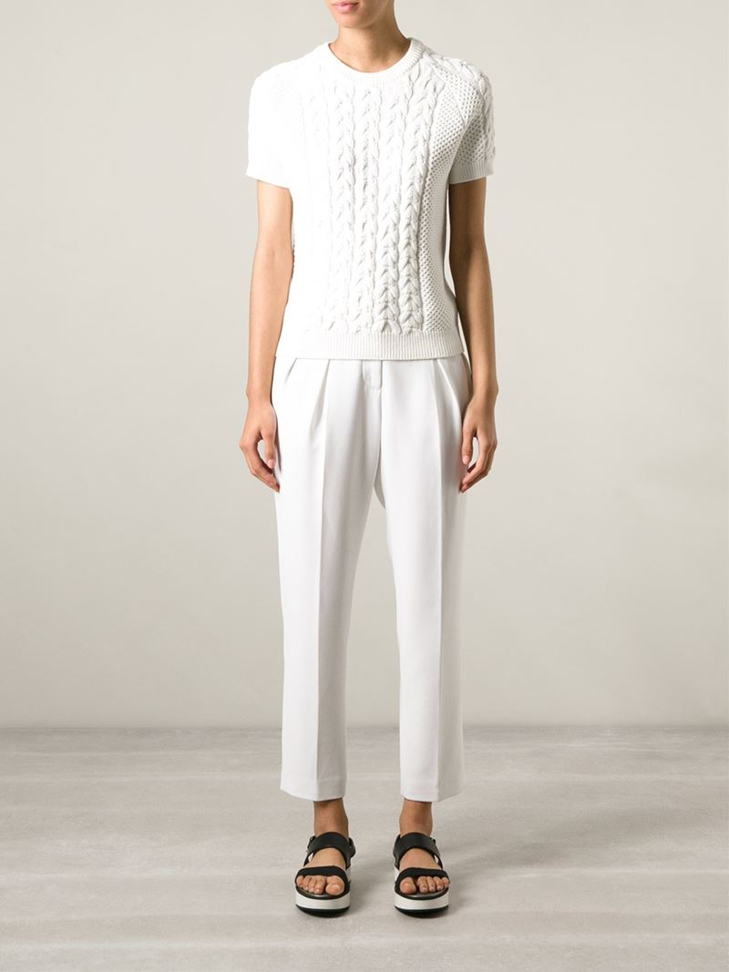 Lyst - Joseph Short Sleeve Cable Knit Sweater in White