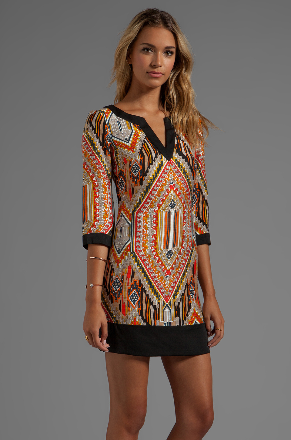 Trina turk Tribal Diamond Kurta Dress in Orange in Orange Lyst