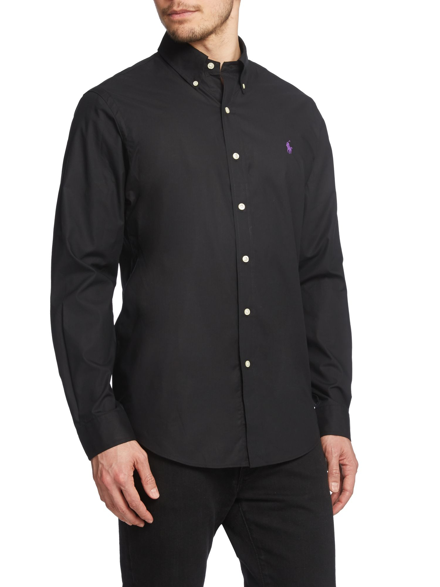 Polo ralph lauren Plain Long Sleeve Button Down Shirt in Black for Men