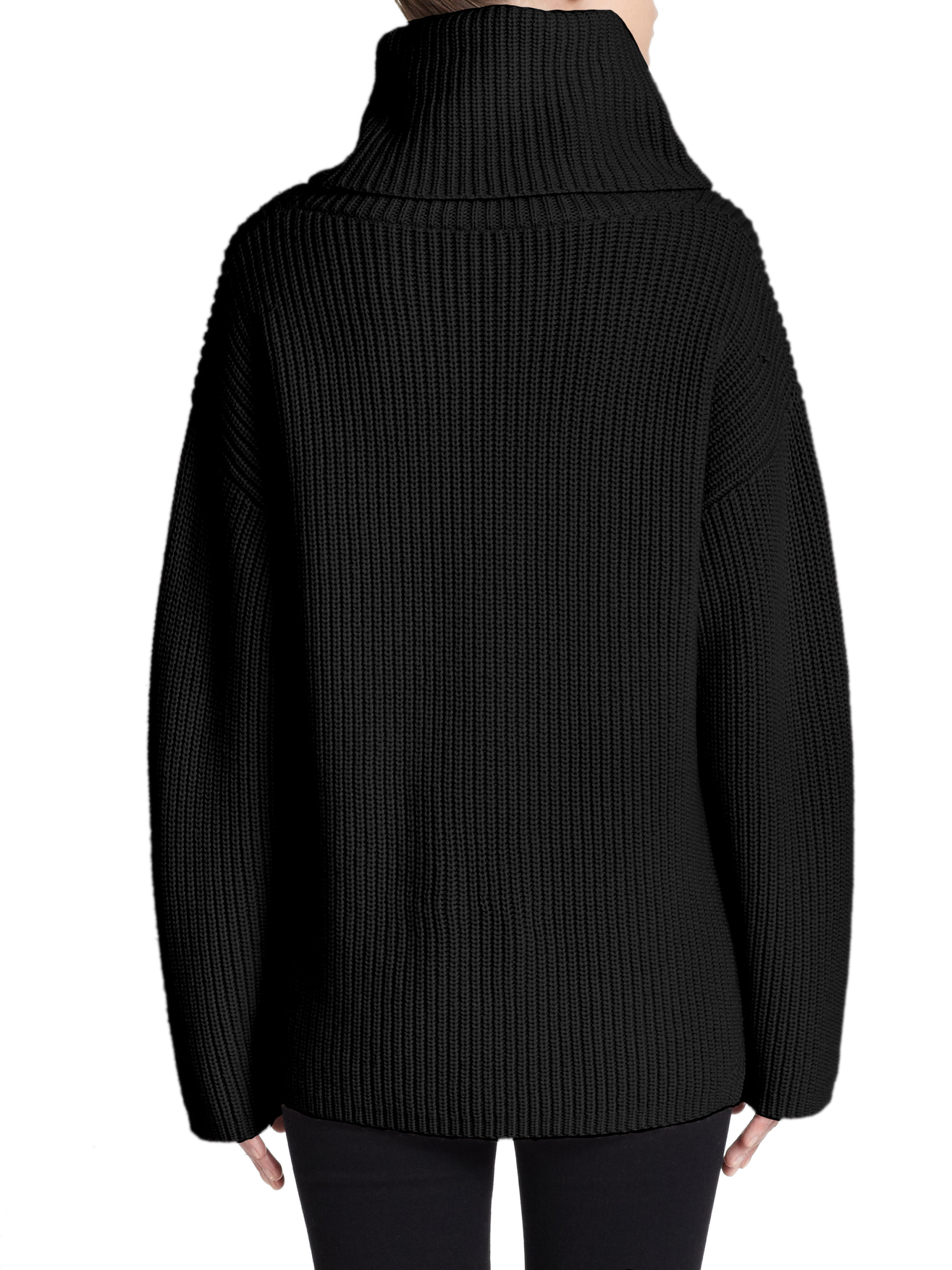 Theory Naven Oversized Ribbed Wool Turtleneck Sweater in Black | Lyst