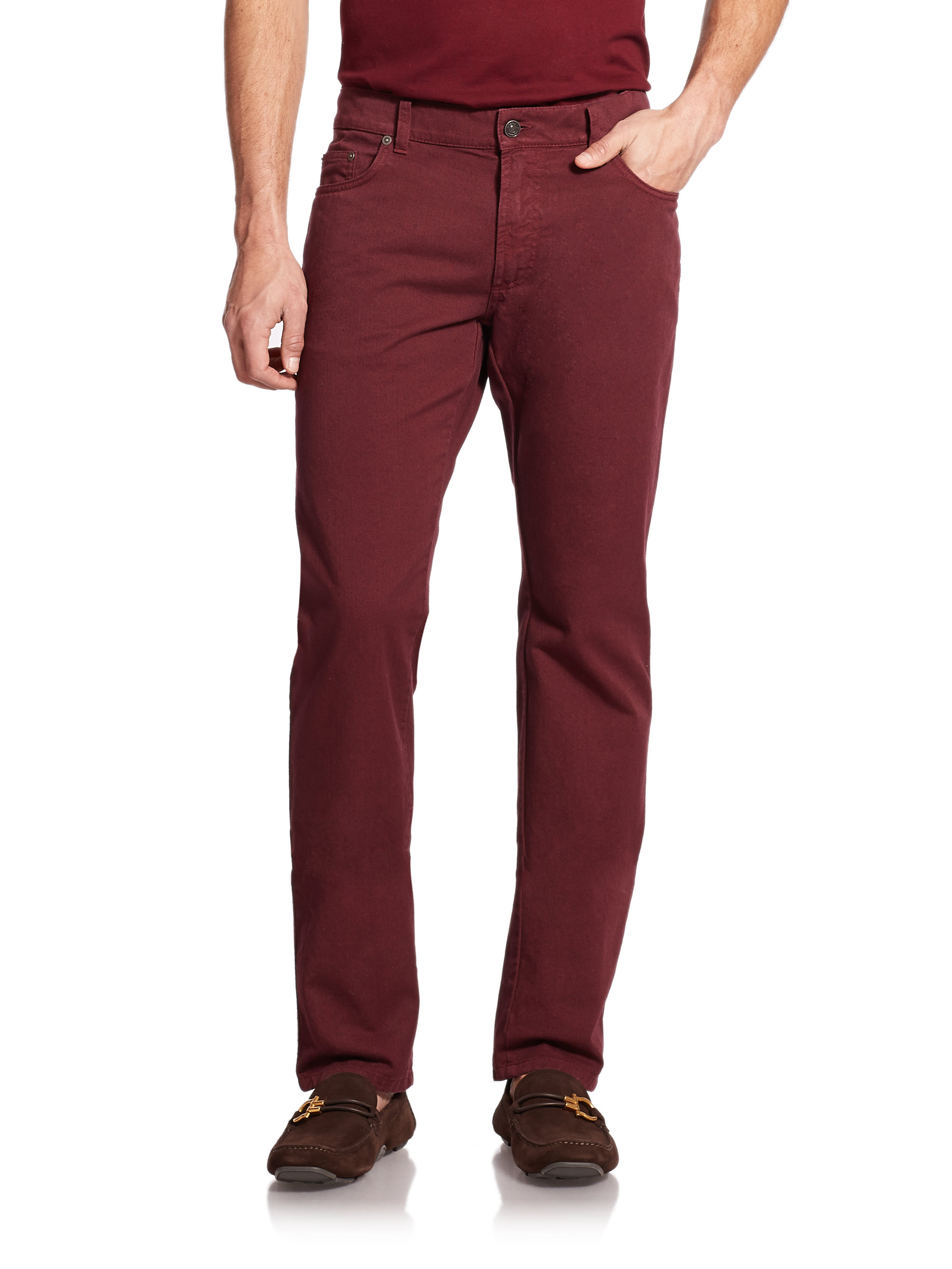 Lyst - Ferragamo Straight-leg Jeans in Red for Men