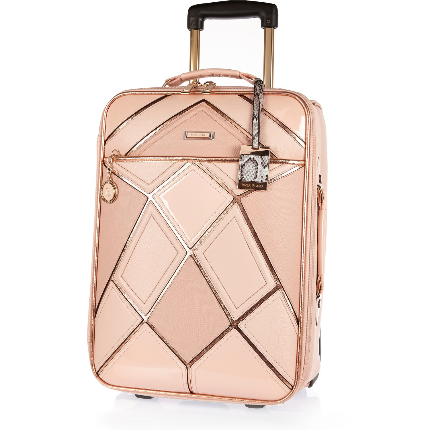 Lyst - River Island Pink Patchwork Suitcase in Pink