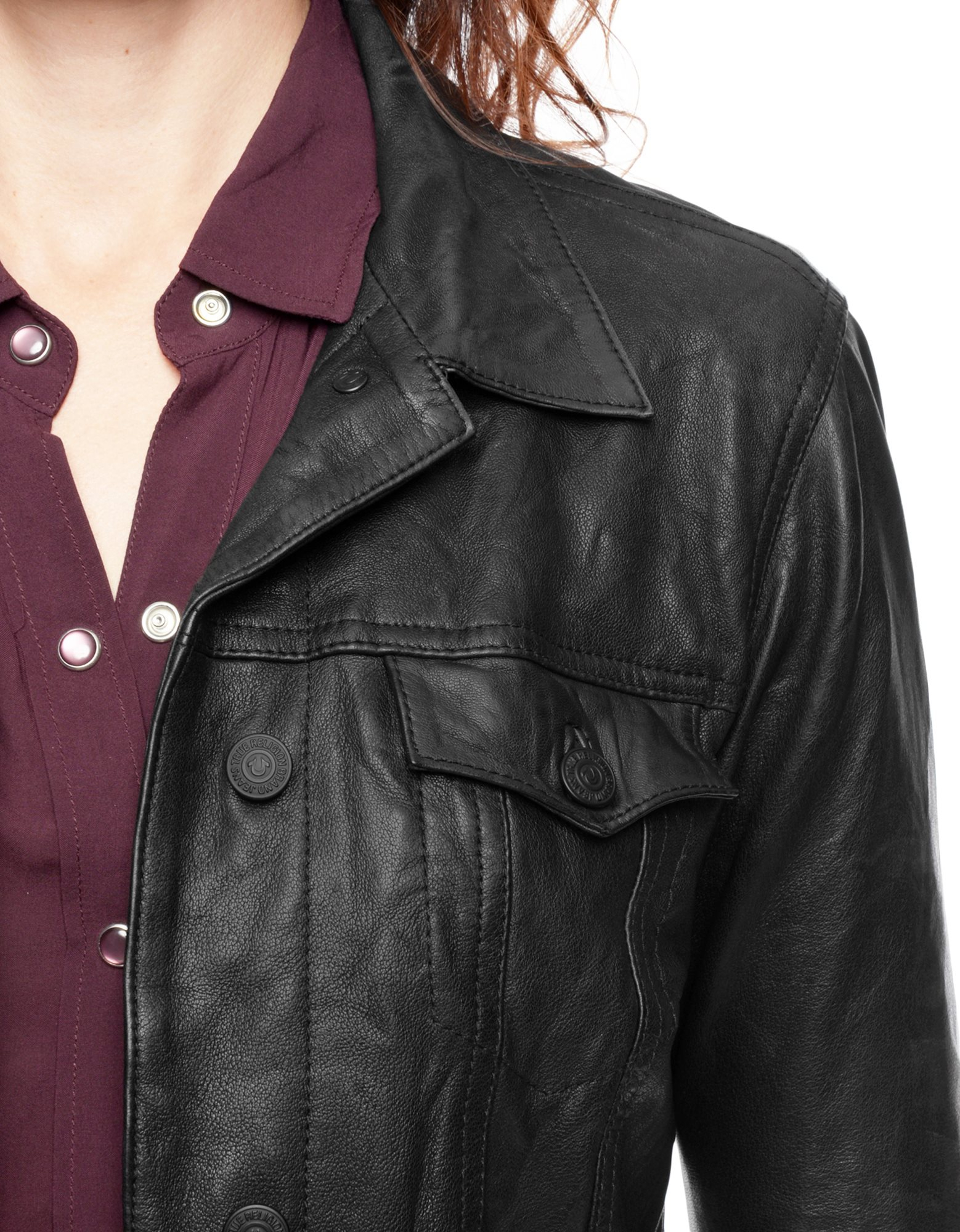 True Religion Dusty Western Leather Womens Jacket In Black Lyst Gallery