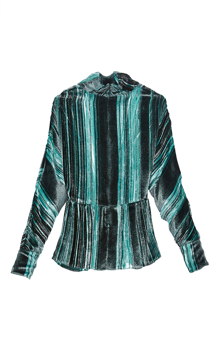 Lyst J.w.anderson Mint Silk Velvet Lurex Blouse With Peplum in Green