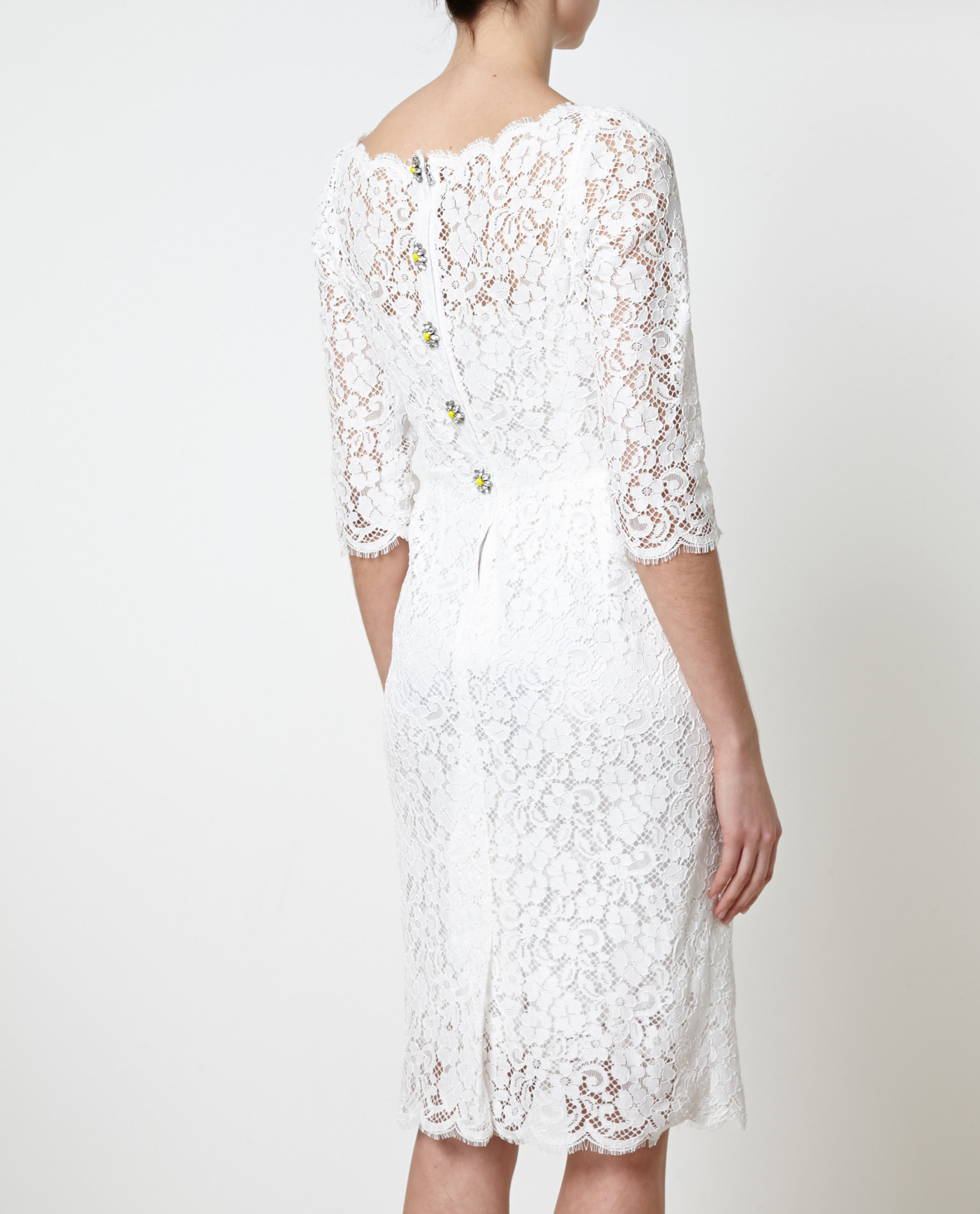 Dolce And Gabbana Daisy Lace Embellished Dress In White Lyst 