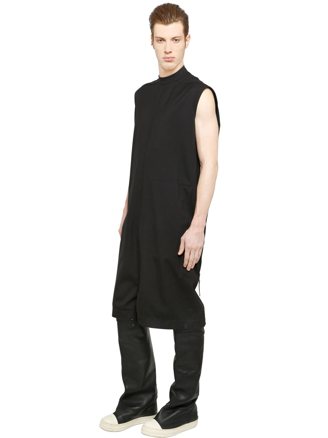 Lyst - Rick Owens Zipped Wool Canvas Jumpsuit in Black for Men