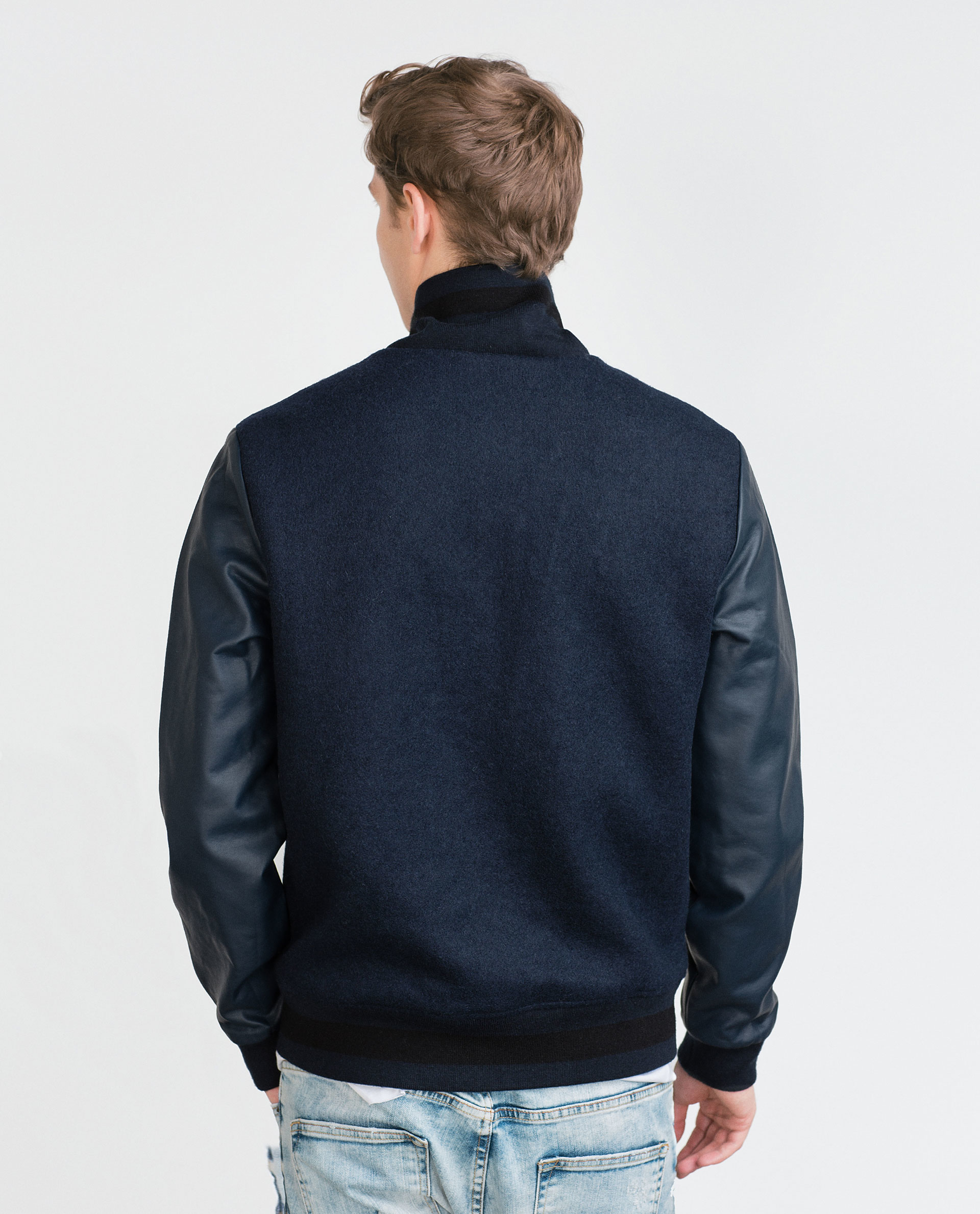 Zara Combination Bomber Jacket in Blue for Men | Lyst