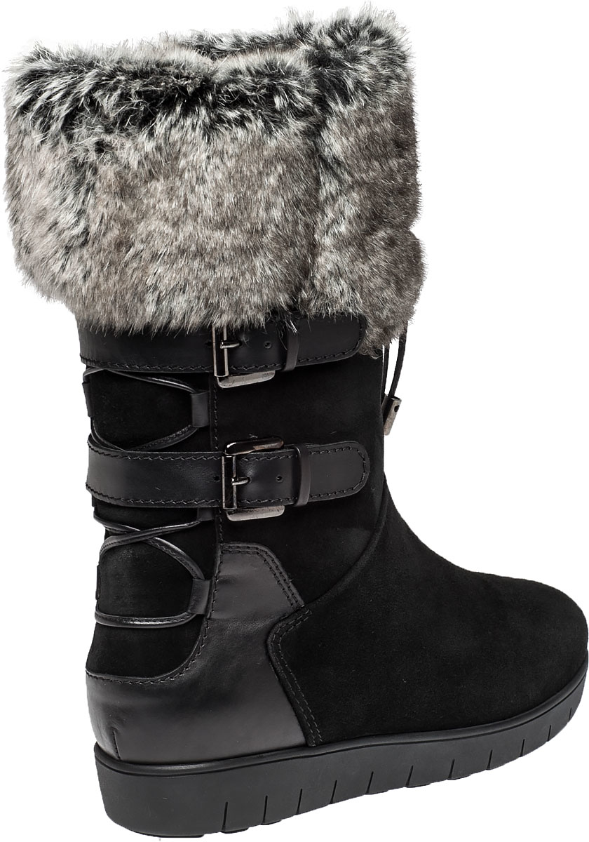 Aquatalia Weslyn Suede Faux-Fur Boots in Black | Lyst