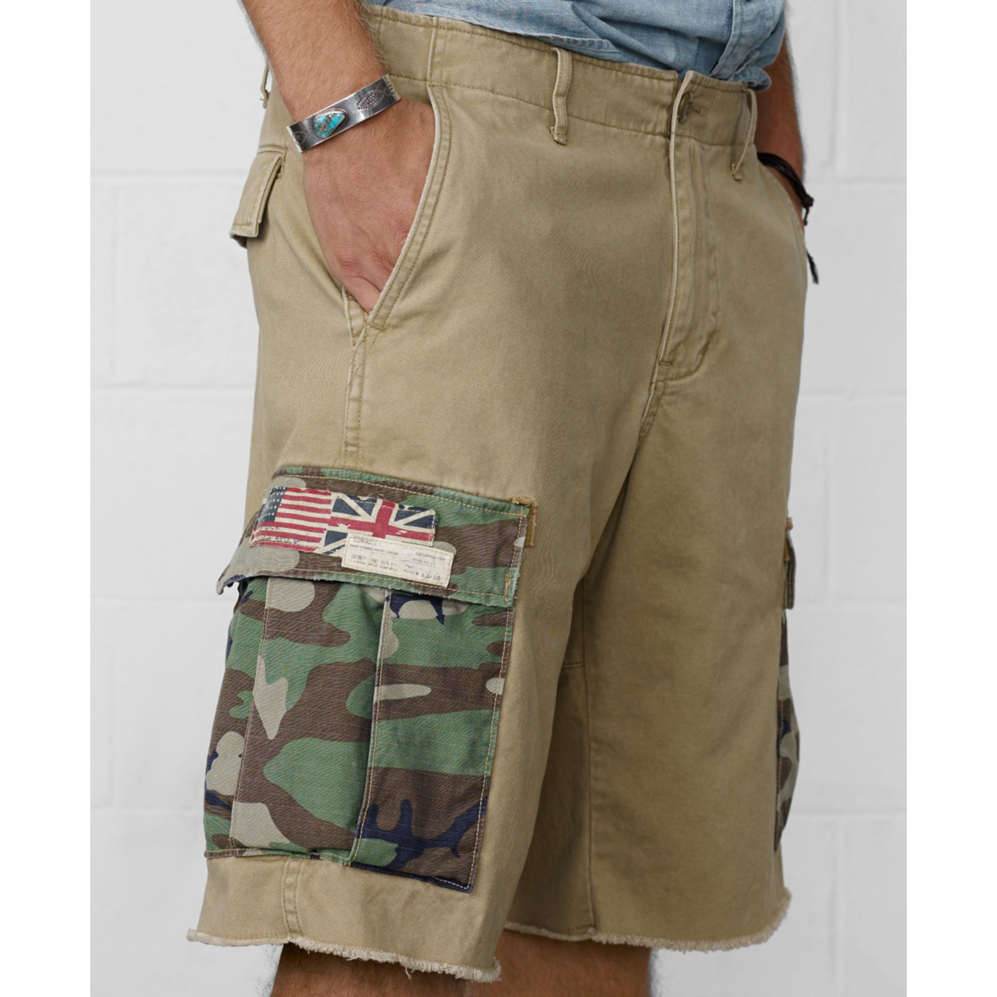 Lyst - Denim & Supply Ralph Lauren Cutoff Military Camo Cargo Shorts in ...