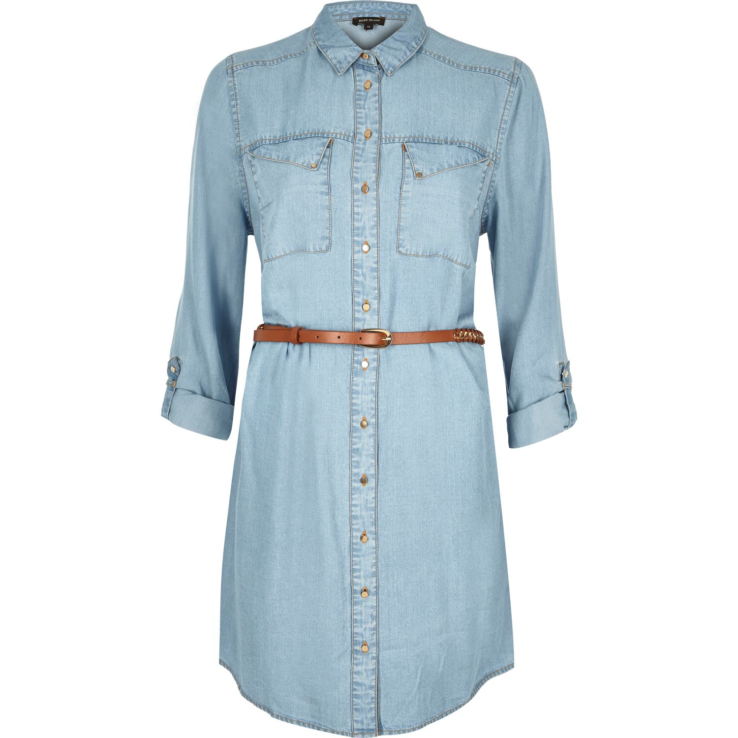 Lyst - River Island Light Blue Denim Shirt Dress in Blue