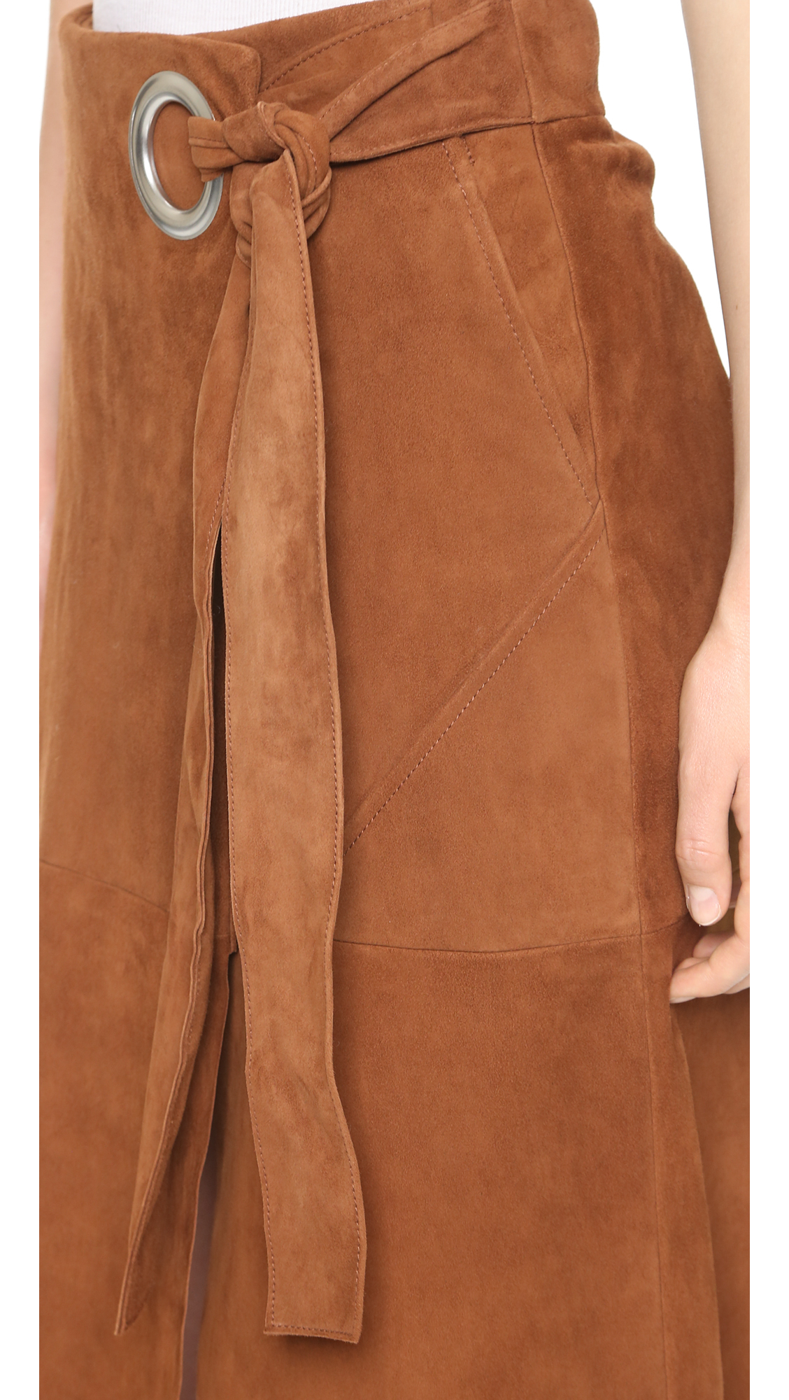 brown suede wrap skirt