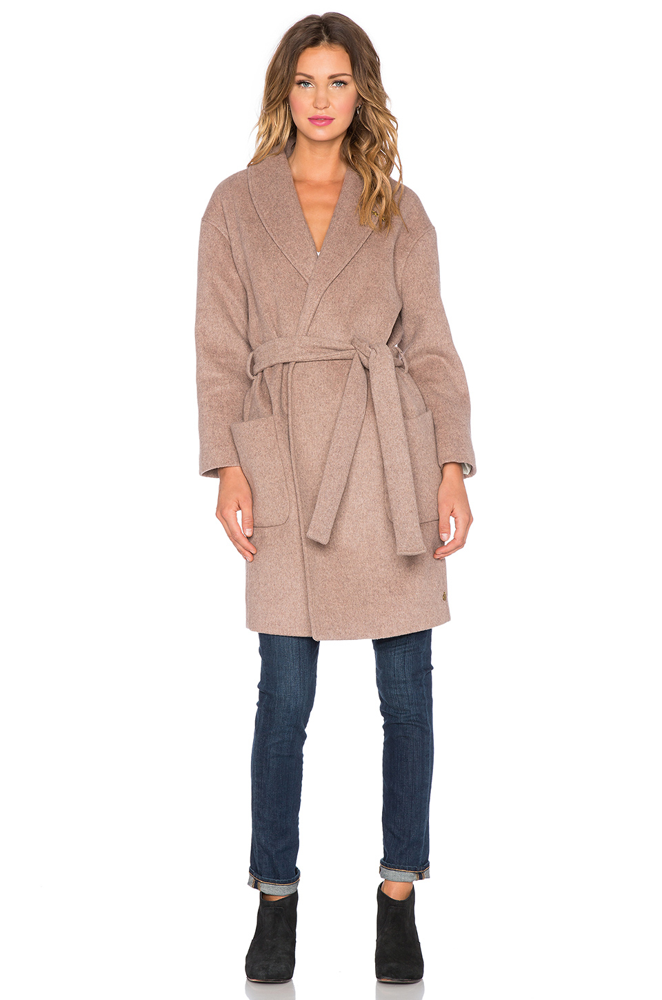 Lyst Maison Scotch WrapOver WoolBlend Robe Jacket in Pink