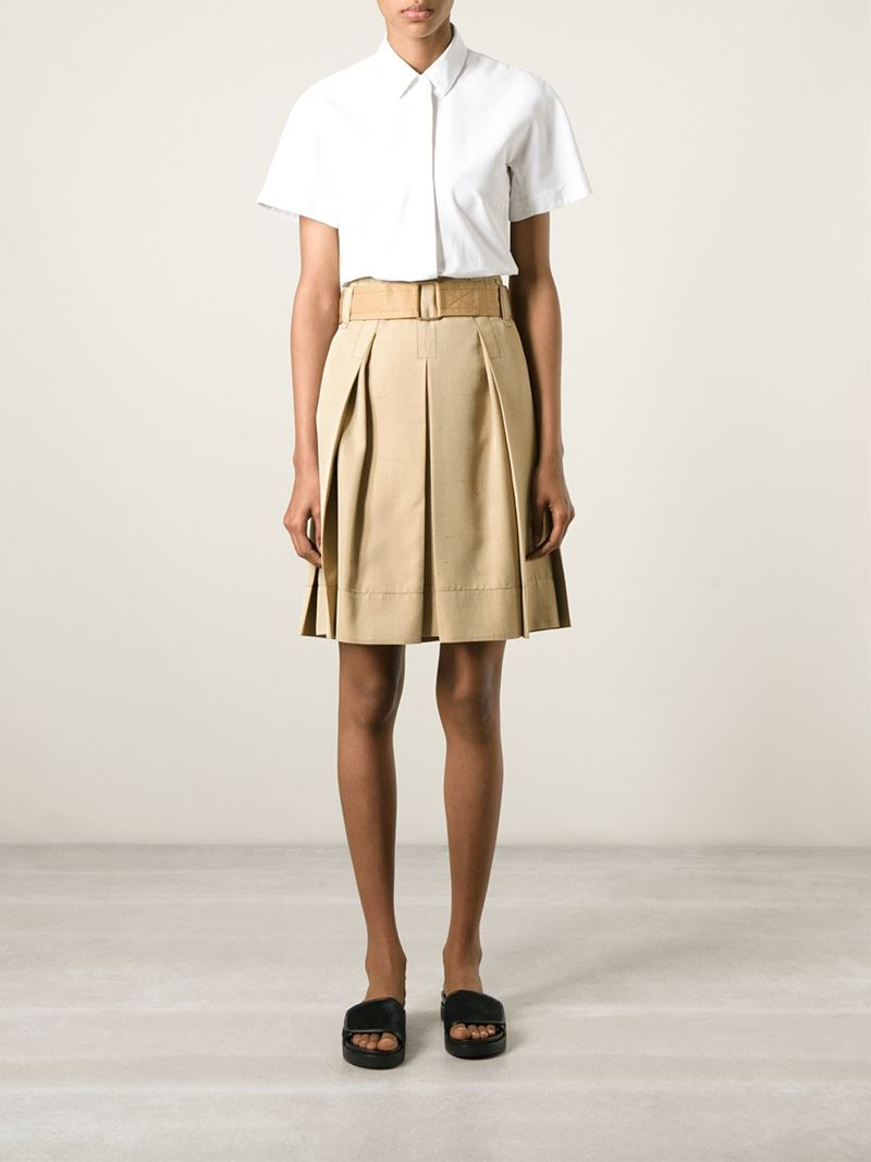 Lyst - Marc Jacobs Pleated Skirt in Natural