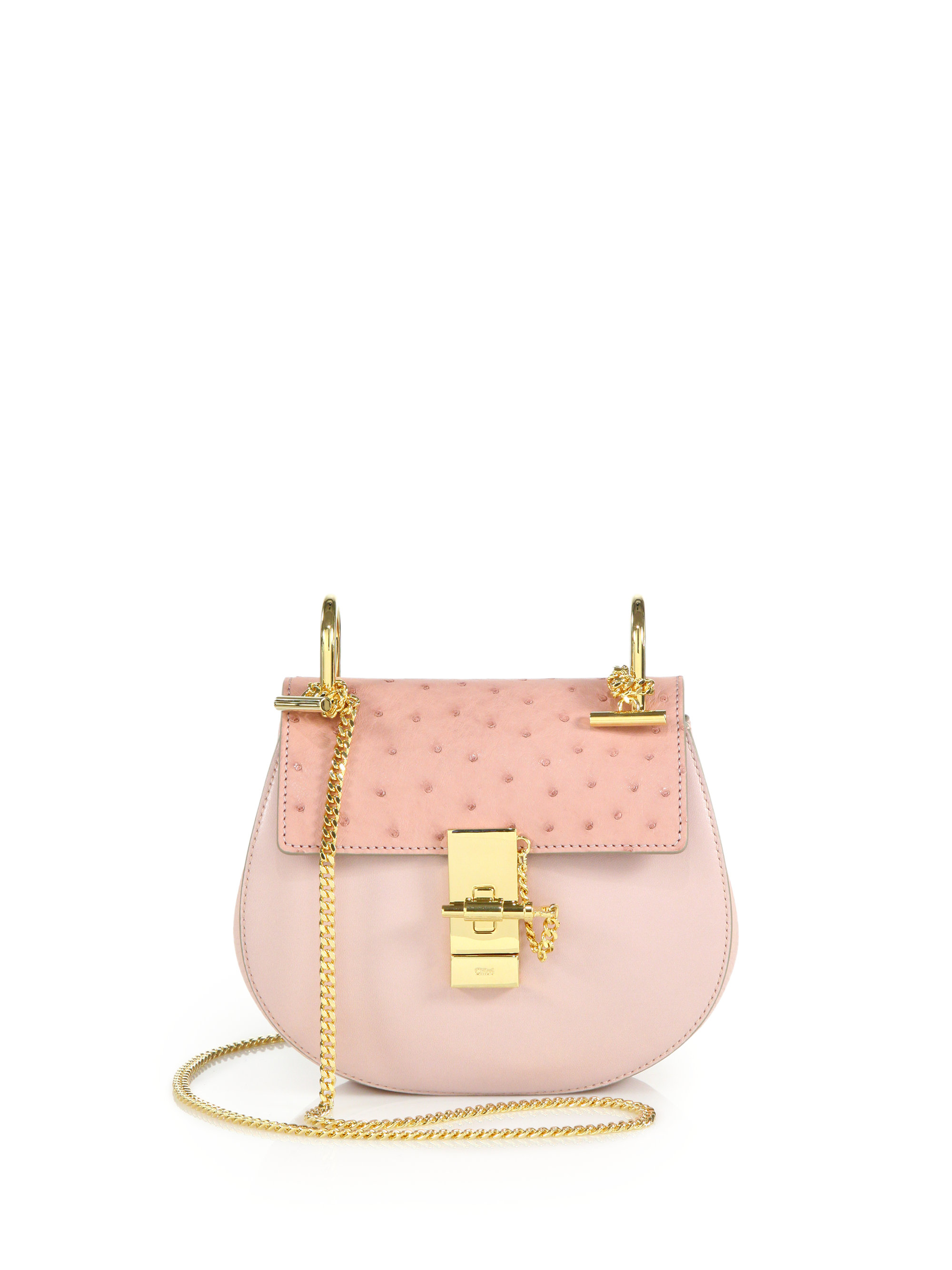 Chlo Drew Mini Leather Cross-Body Bag in Pink (marshmallow) | Lyst