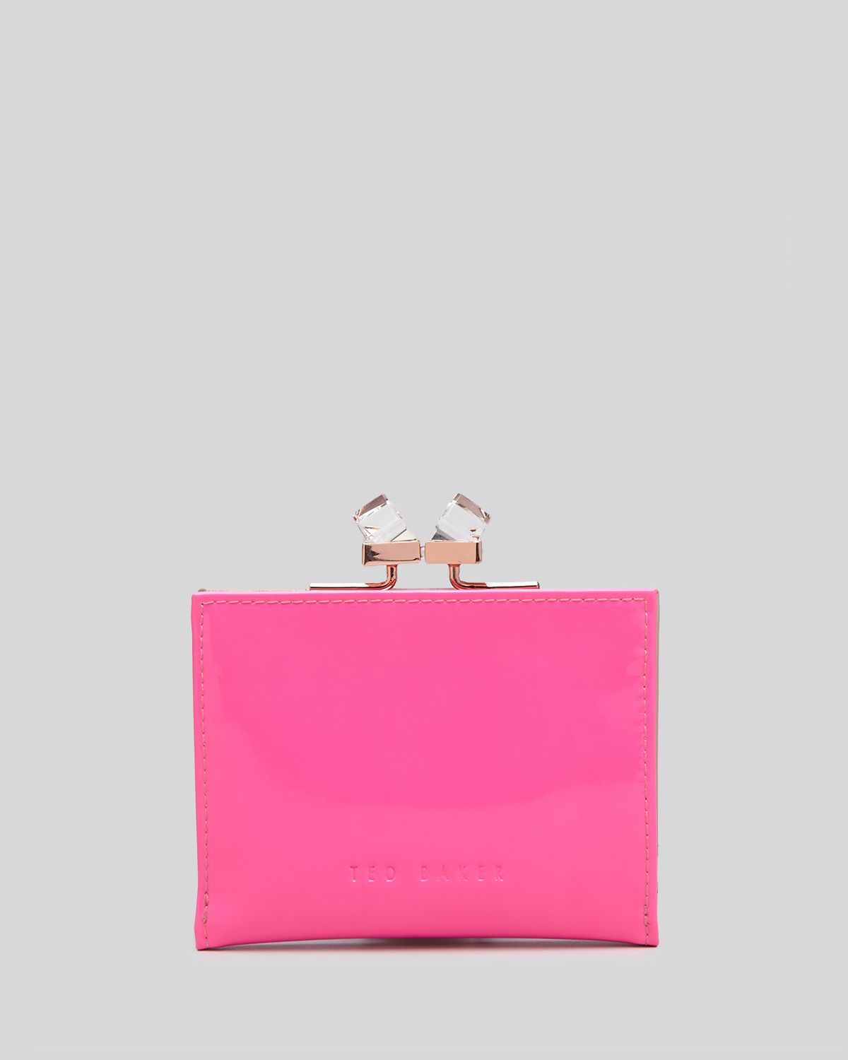 Ted baker Wallet Patent Crystal Frame Small BiFold in Pink (Mid Pink