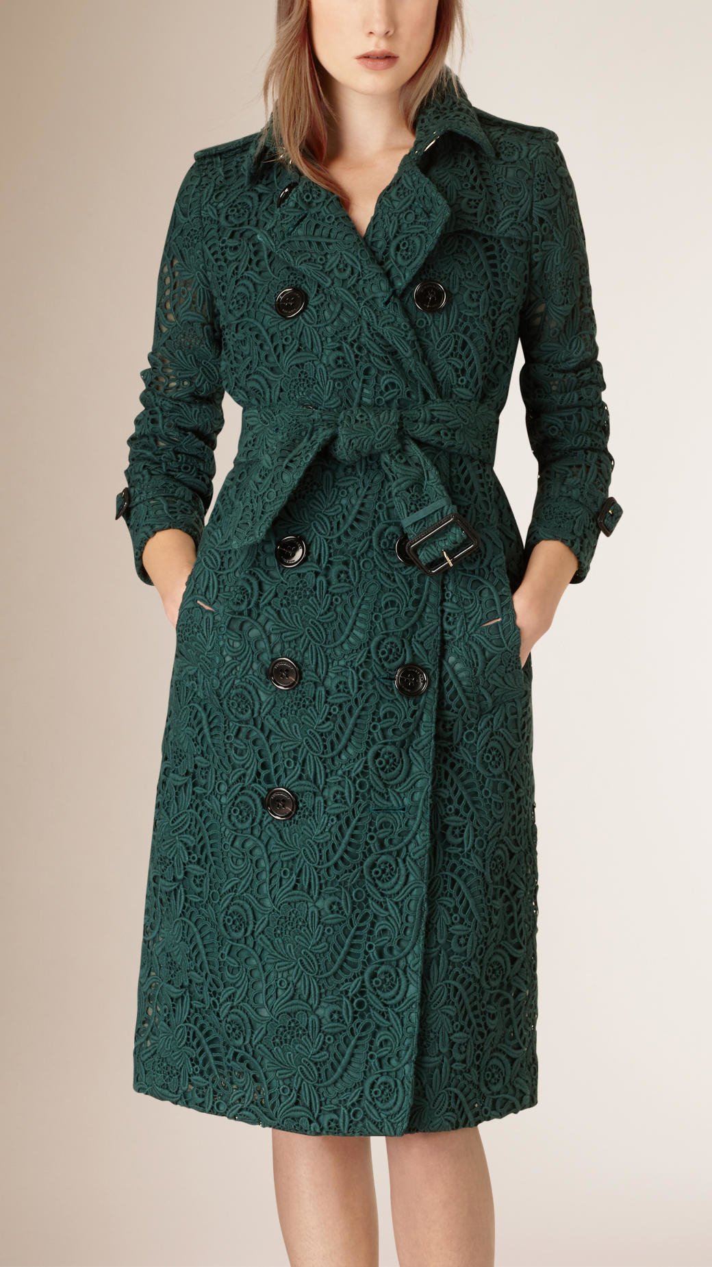 Lyst - Burberry Macramé Lace Trench Coat in Green