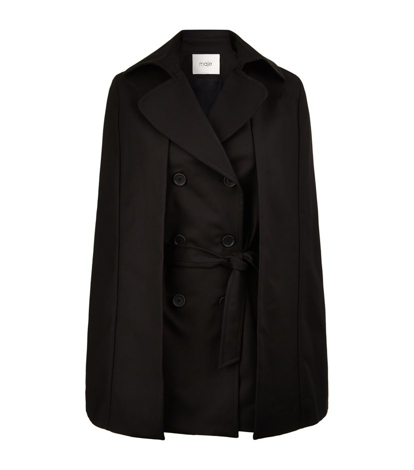  Maje  Gady Trench Coat Cape  in Black Lyst