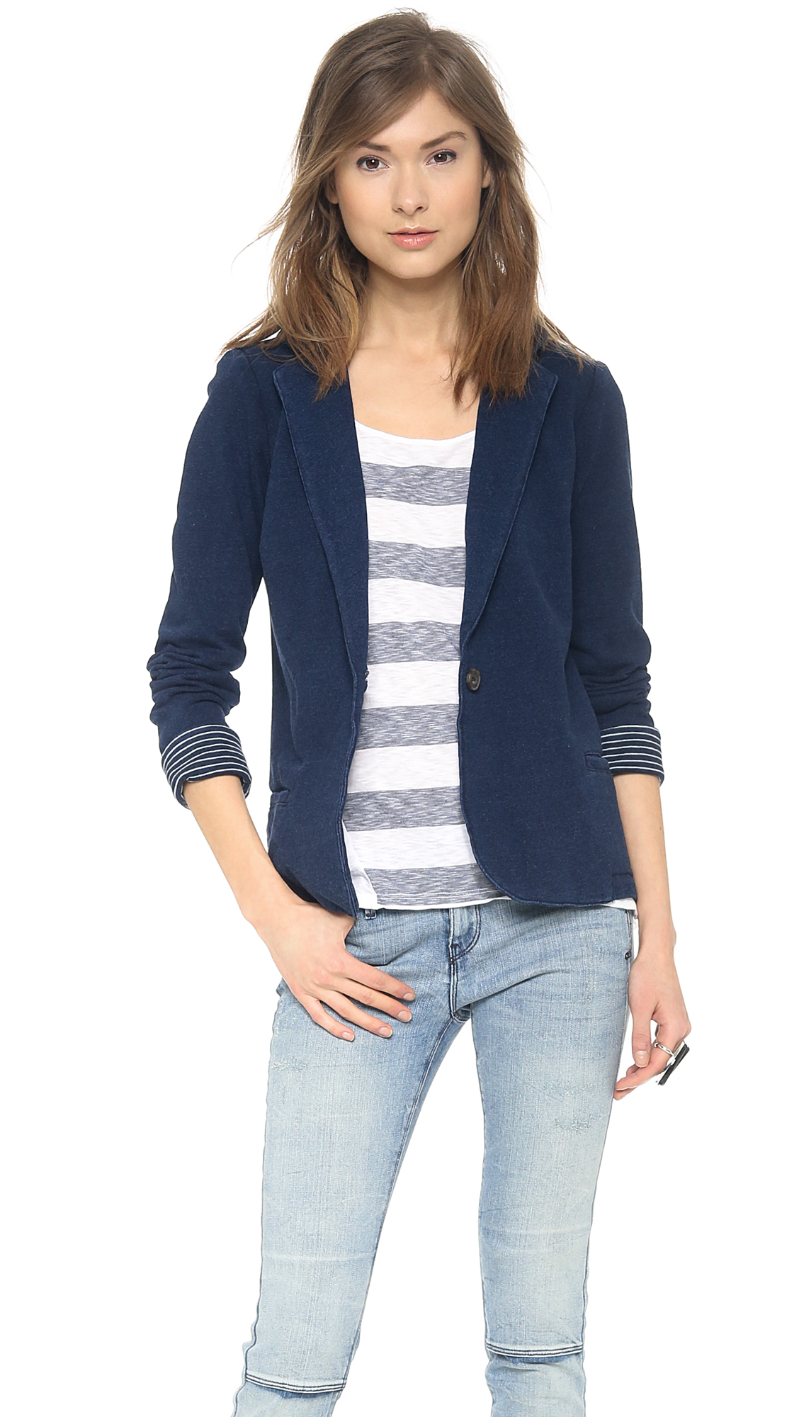 Lyst - Splendid Indigo Dye French Terry Blazer in Blue