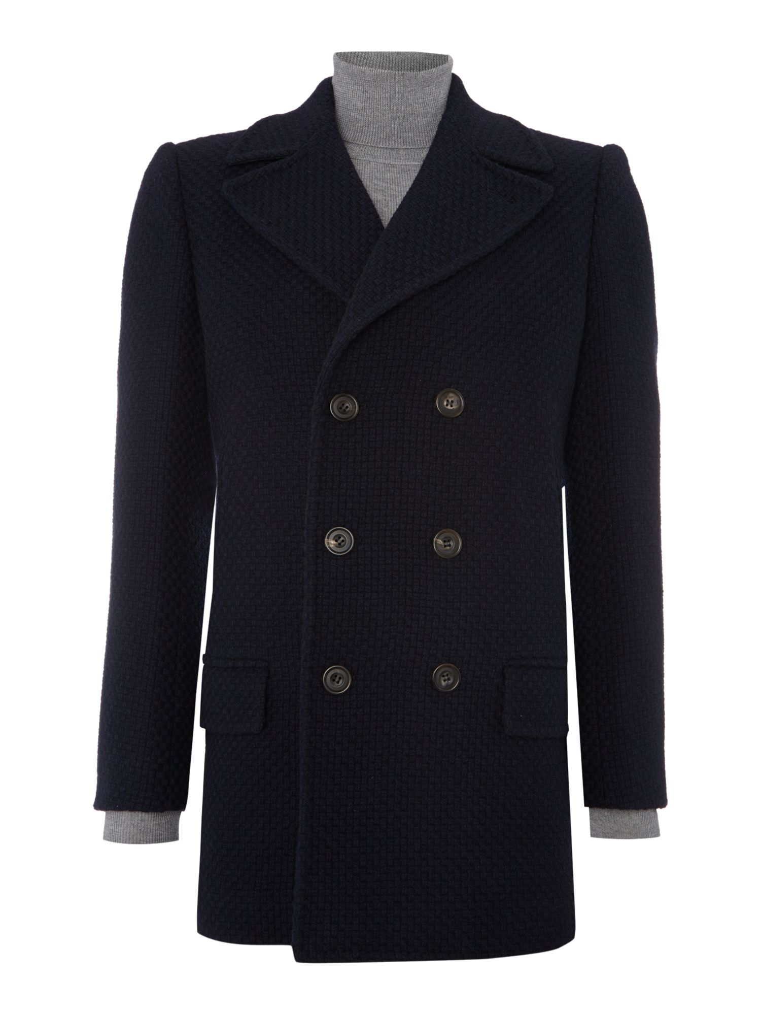Chester barrie Button Pea Coat in Blue for Men | Lyst