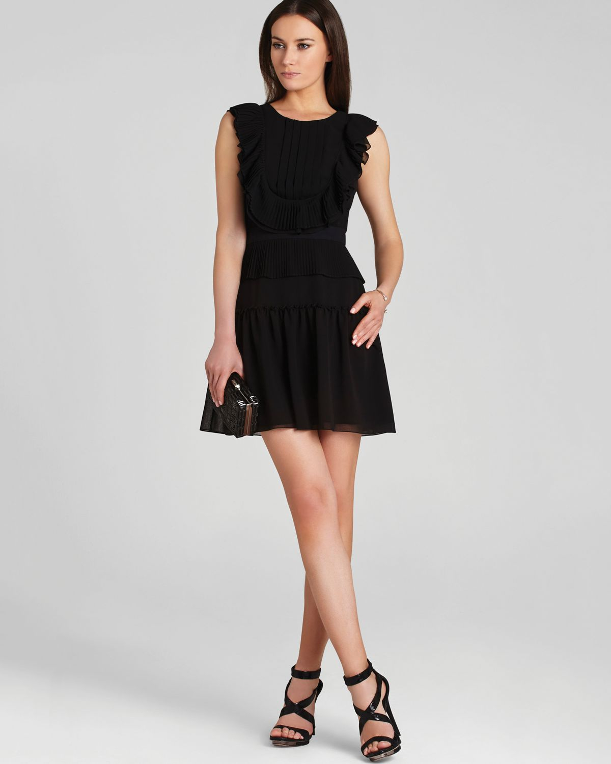 Lyst - Bcbgmaxazria Dress - Britt Pleated Ruffle in Black